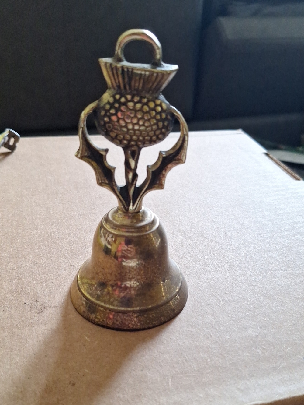 Brass Golf Thistle Hand Bell - Decorative Table Accent